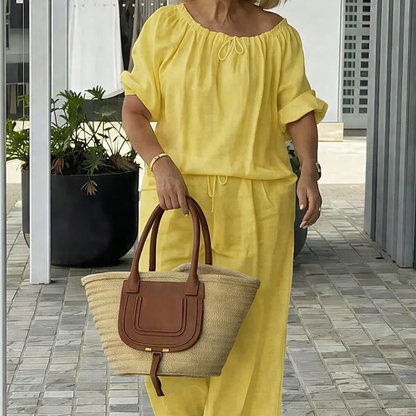 👚 49% OFF NOW! 💃 Women's Drawstring Top & Pants 2-Piece Set – Relaxed Fit, Comfortable & Perfect for Lounging or Everyday Style 🌸