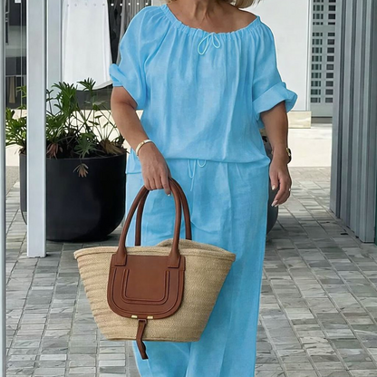 👚 49% OFF NOW! 💃 Women's Drawstring Top & Pants 2-Piece Set – Relaxed Fit, Comfortable & Perfect for Lounging or Everyday Style 🌸