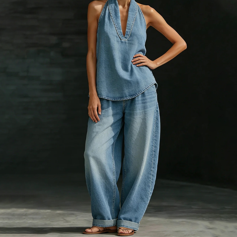 ⚡️Women's Casual Halter Top & Wide-Leg Pants Set