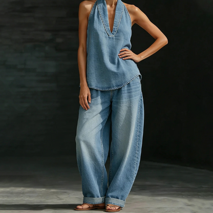 ⚡️Women's Casual Halter Top & Wide-Leg Pants Set