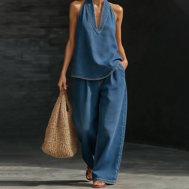⚡️Women's Casual Halter Top & Wide-Leg Pants Set