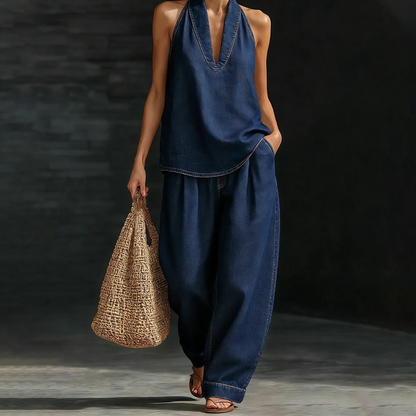 ⚡️Women's Casual Halter Top & Wide-Leg Pants Set