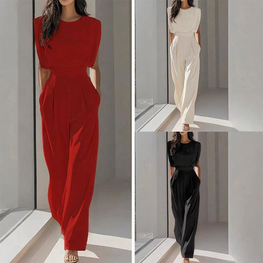 🎁New arrival 49% OFF💥👗 Solid Color Wide-Legged Jumpsuit – Elegant, Comfy & Versatile for Any Occasion 🏖️💼