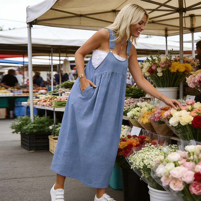 👗 49% OFF NOW! 🌸Women's Casual Loose Overall Dress – Relaxed Fit, Side Pockets & Breathable Fabric ✨