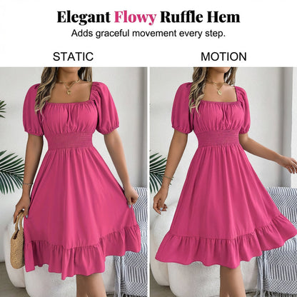 🌞HOT SALE 49% OFF👗 Summer Casual Ruffle Hem Midi Dress