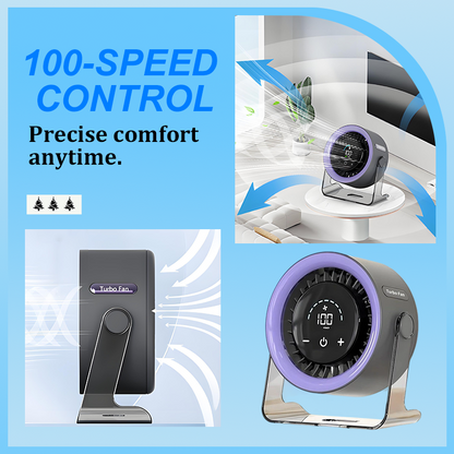 💥100-Speed Mini Desk Fan with Digital Display