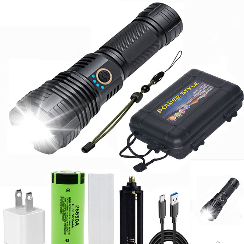 🔦 LIMITED-TIME 50% OFF! ✨ Super Bright Rechargeable Flashlight – 25W, Waterproof, Zoom, 7 Styles ⚡
