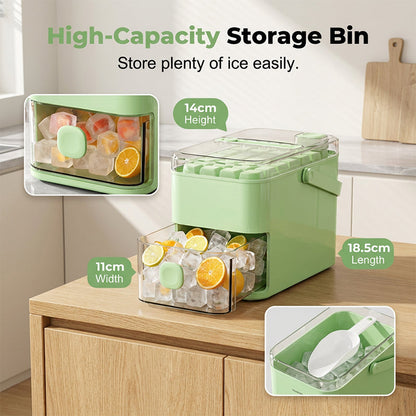 Press-Type Ice Cube Maker with Storage Bin
