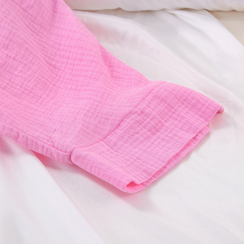 Shirt with button placket and shorts, 2-piece set