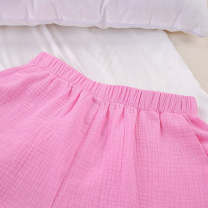 Shirt with button placket and shorts, 2-piece set