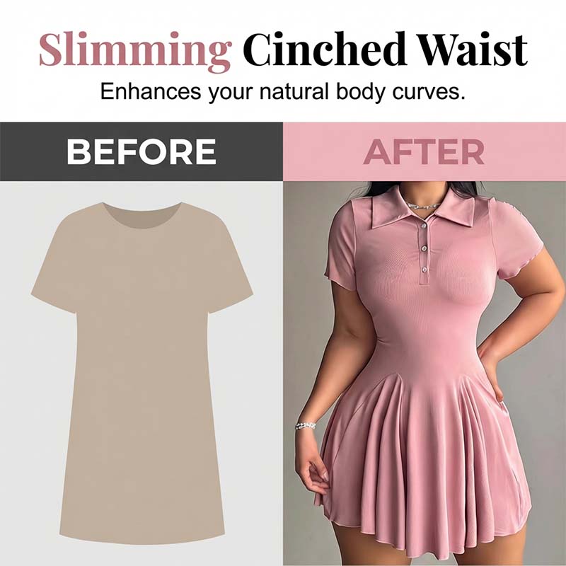 Casual Sporty Collared A-Line Dress for Women