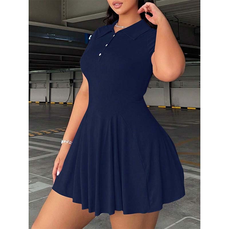 Casual Sporty Collared A-Line Dress for Women