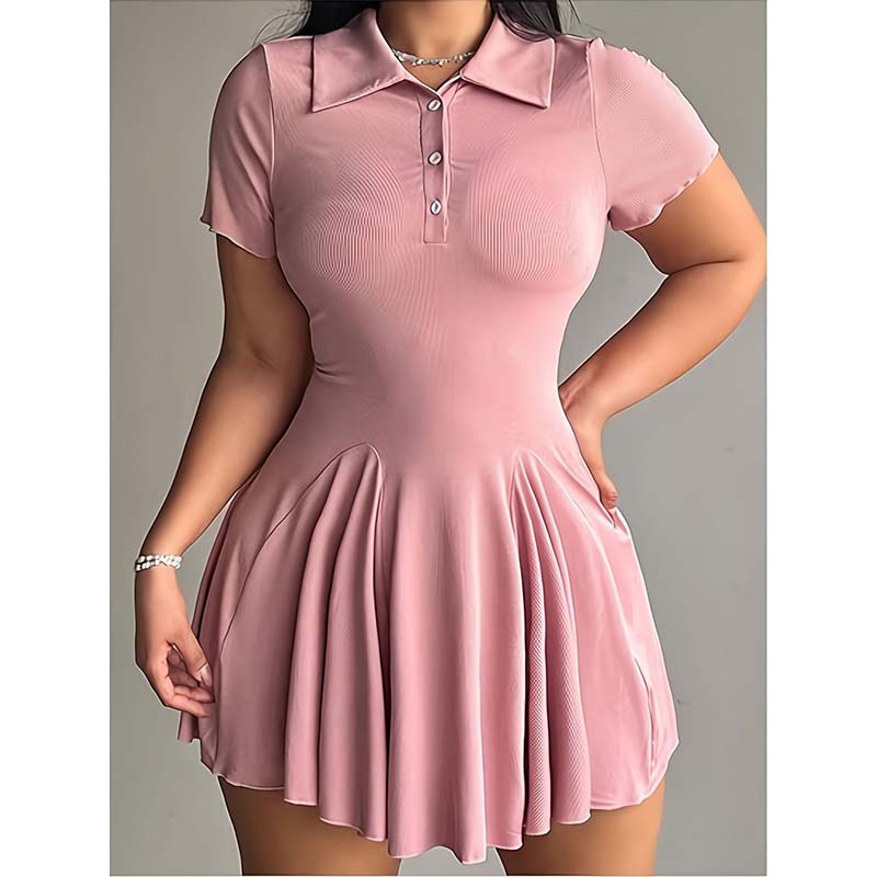 Casual Sporty Collared A-Line Dress for Women