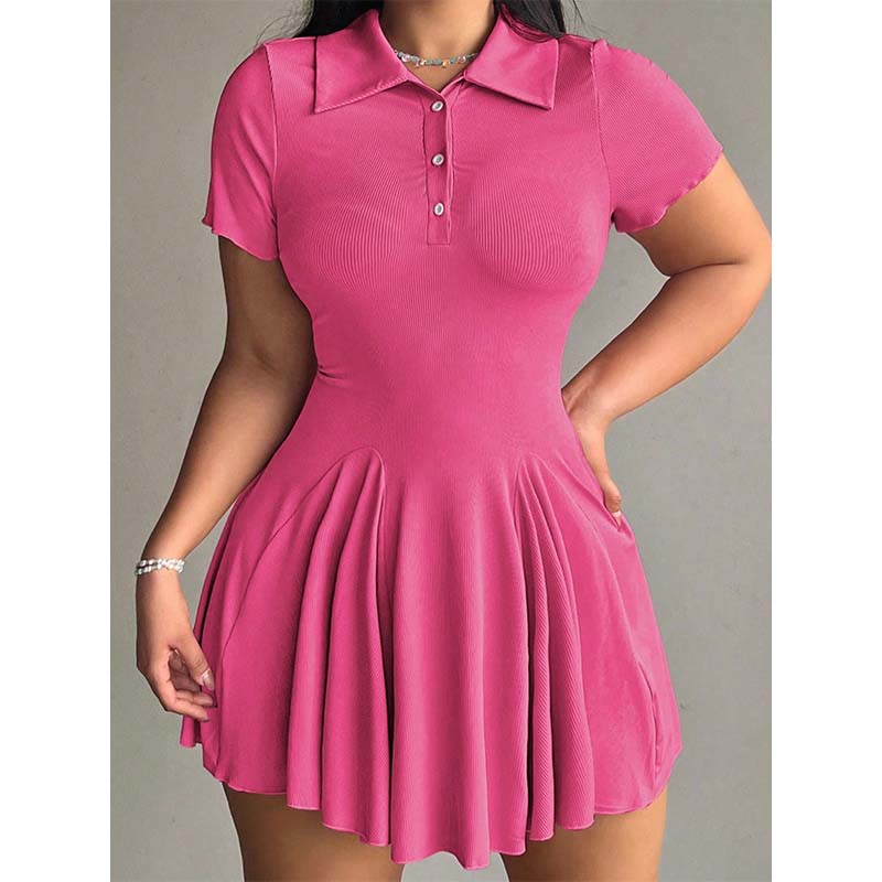 Casual Sporty Collared A-Line Dress for Women