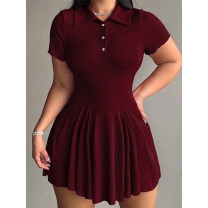 Casual Sporty Collared A-Line Dress for Women
