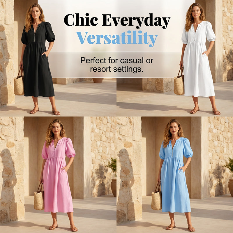 🍃 Women's Casual Puff Sleeve Dress