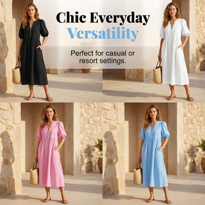 🍃 Women's Casual Puff Sleeve Dress