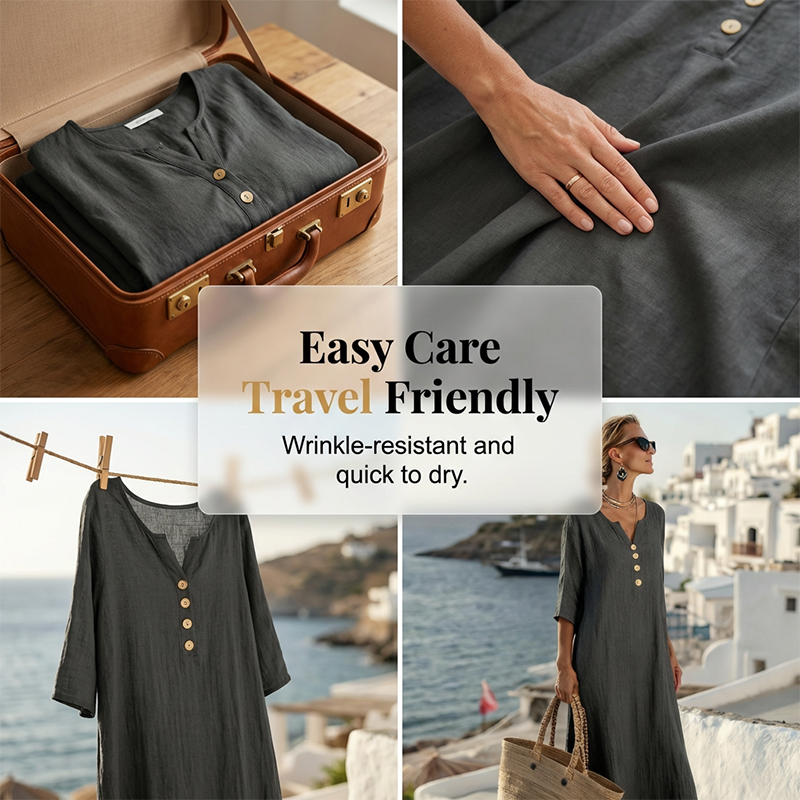 Women's Casual V-Neck Loose-Fit Maxi Dress