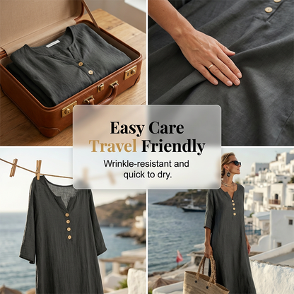 Women's Casual V-Neck Loose-Fit Maxi Dress