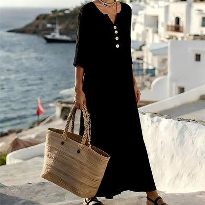 Women's Casual V-Neck Loose-Fit Maxi Dress