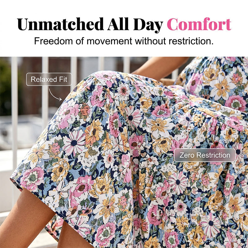 Women's Floral Print Dress with Flutter Sleeve