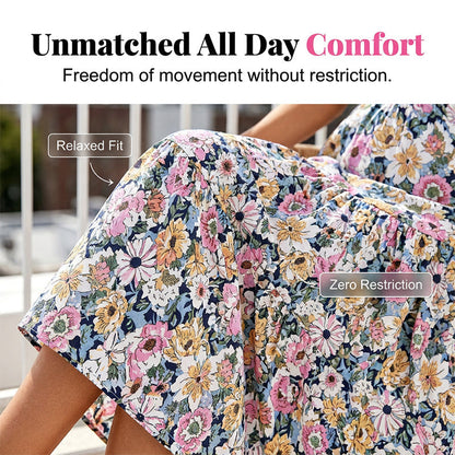 Women's Floral Print Dress with Flutter Sleeve