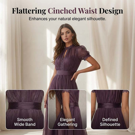 Women's Flowy Victorian-Inspired Lace Trim Dress