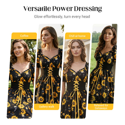 ⏰LIMITED TIME 49% OFF!🔥Women's Print Puff Sleeve Dress