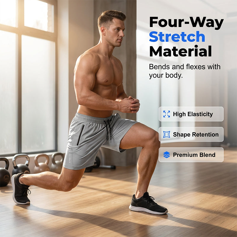 Men's Quick-Dry Athletic Shorts with Zipper Pockets