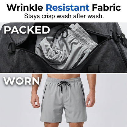 Men's Quick-Dry Athletic Shorts with Zipper Pockets