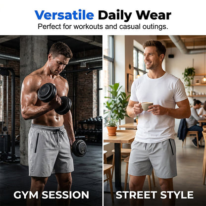 Men's Quick-Dry Athletic Shorts with Zipper Pockets