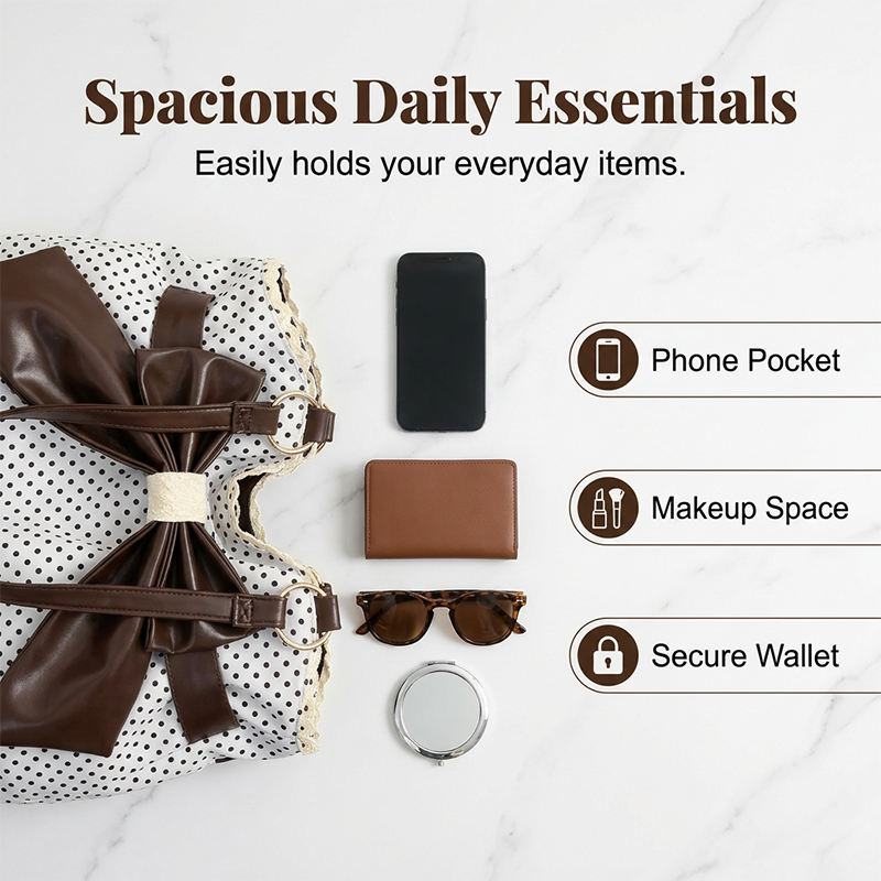 Women’s Elegant Polka Dot Lace Bow Shoulder Bag