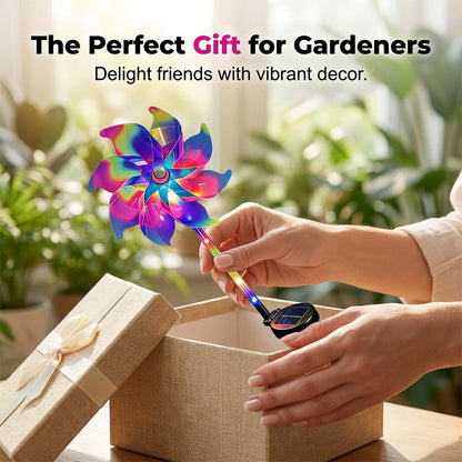 🌈Solar Powered Rainbow Pinwheel Garden Light