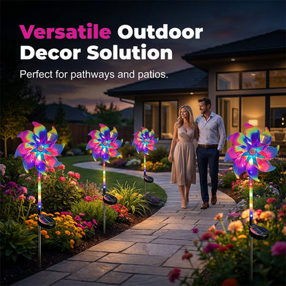 🌈Solar Powered Rainbow Pinwheel Garden Light