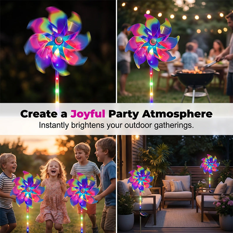 🌈Solar Powered Rainbow Pinwheel Garden Light