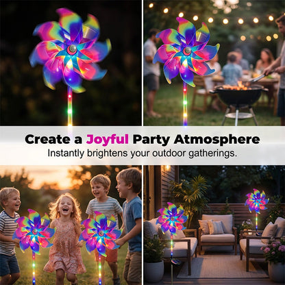 🌈Solar Powered Rainbow Pinwheel Garden Light
