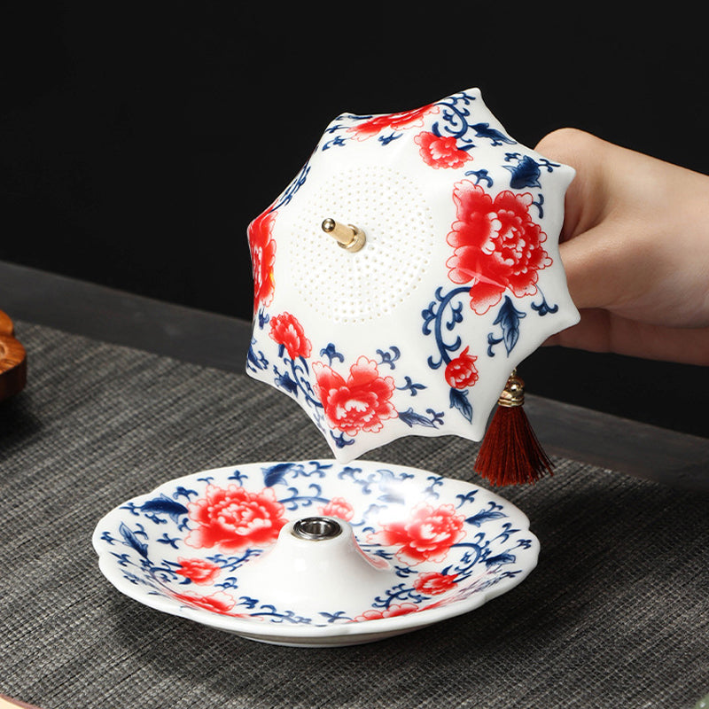 Umbrella-Shaped Ceramic Tea Strainer Set