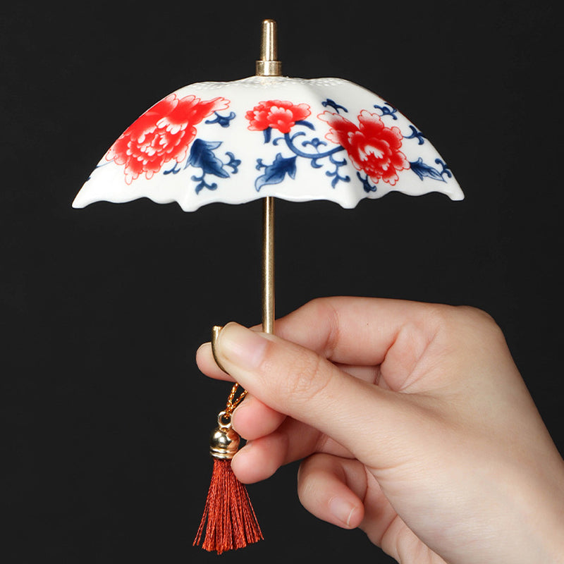 Umbrella-Shaped Ceramic Tea Strainer Set
