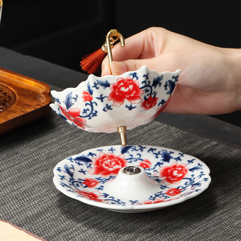 Umbrella-Shaped Ceramic Tea Strainer Set