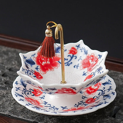 Umbrella-Shaped Ceramic Tea Strainer Set