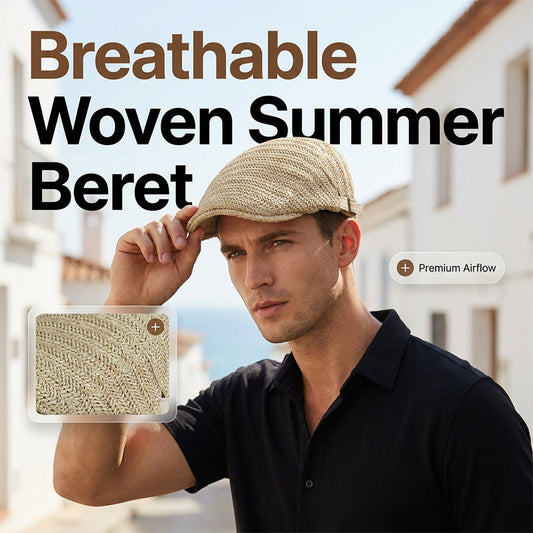Woven Straw-Style Flat Cap