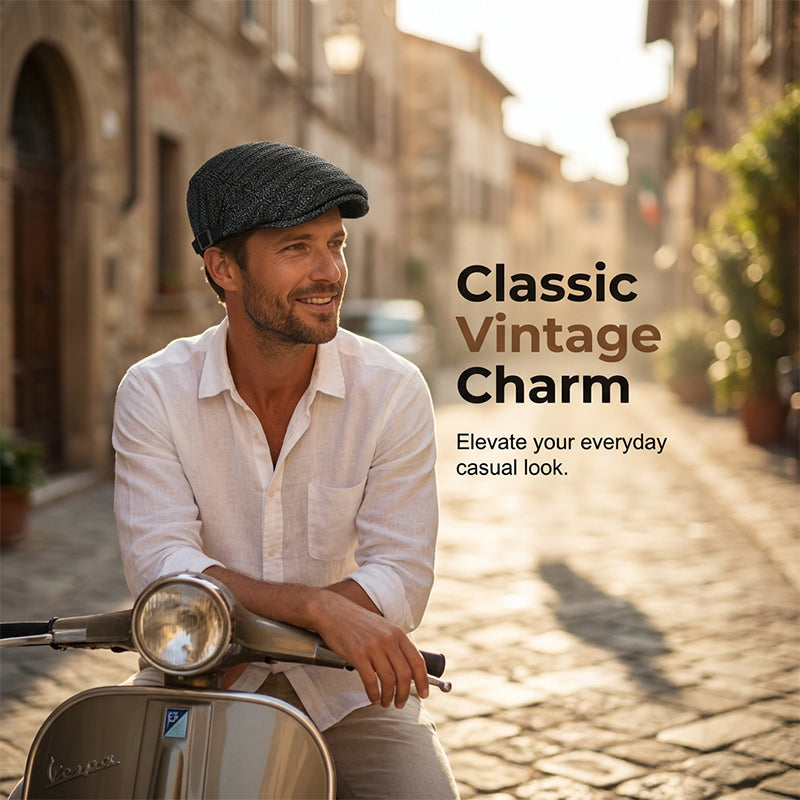 Woven Straw-Style Flat Cap