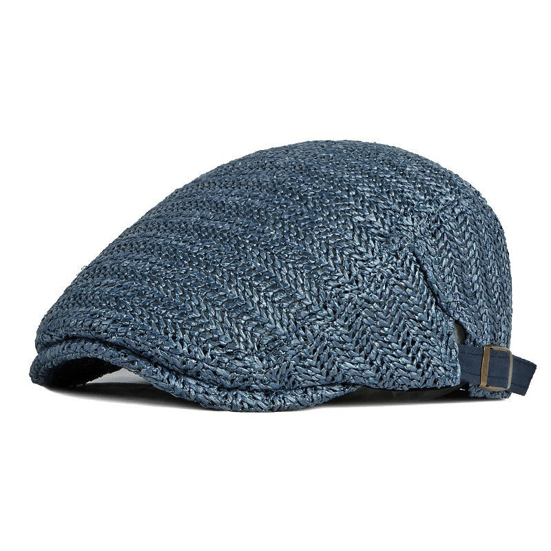 Woven Straw-Style Flat Cap