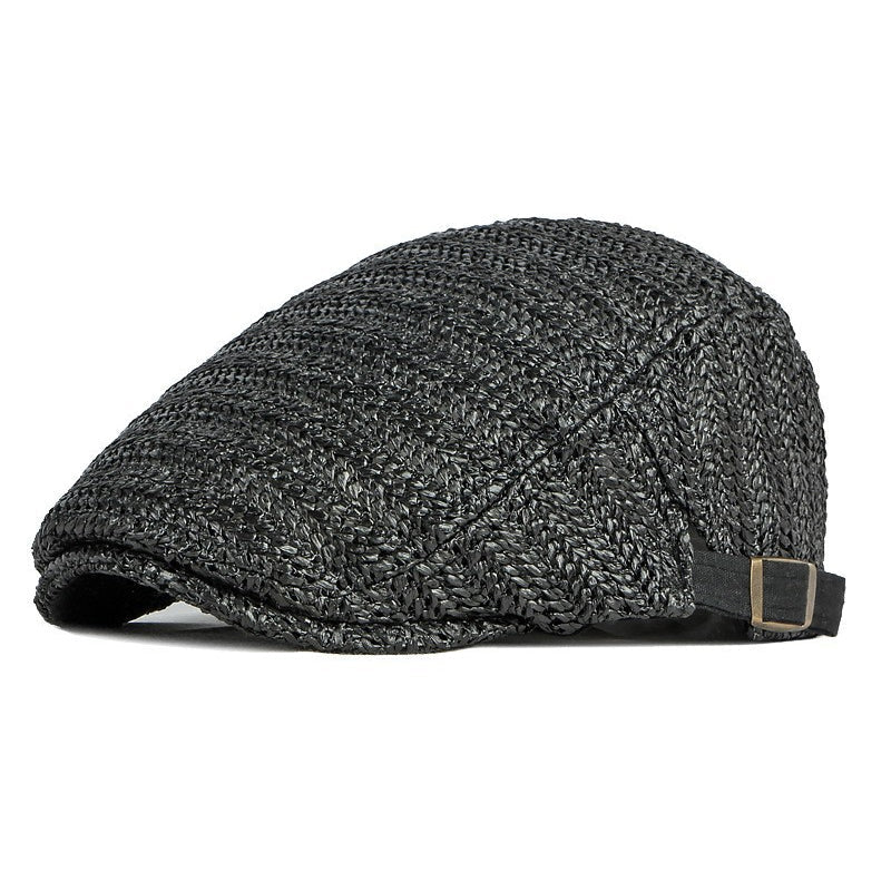 Woven Straw-Style Flat Cap
