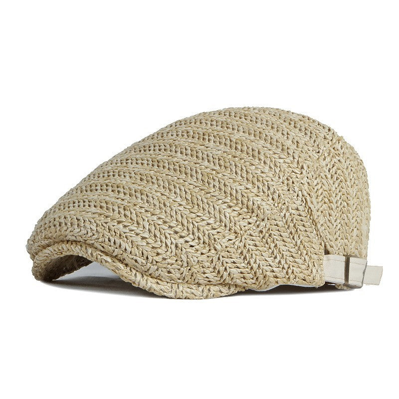 Woven Straw-Style Flat Cap