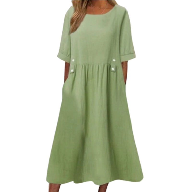 Women's Casual Solid Color Round Neck Dress