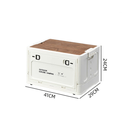 Collapsible Camping Storage Box with Wooden Lid