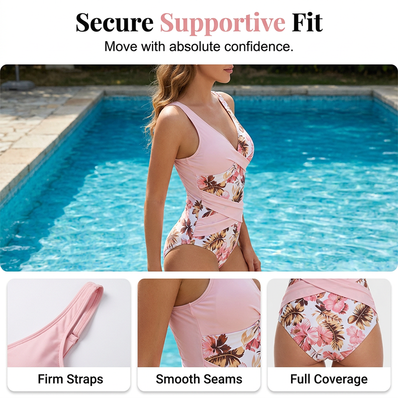 Women's Tummy Control Wrap One-Piece Swimsuit