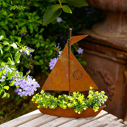 ⛵ 49% OFF NOW! 🌱 Rustic Sailboat Metal Planter – Handcrafted, weather-resistant & perfect for succulents, herbs or flowers – charming garden or shelf decor 🏡