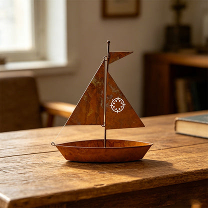 ⛵ 49% OFF NOW! 🌱 Rustic Sailboat Metal Planter – Handcrafted, weather-resistant & perfect for succulents, herbs or flowers – charming garden or shelf decor 🏡